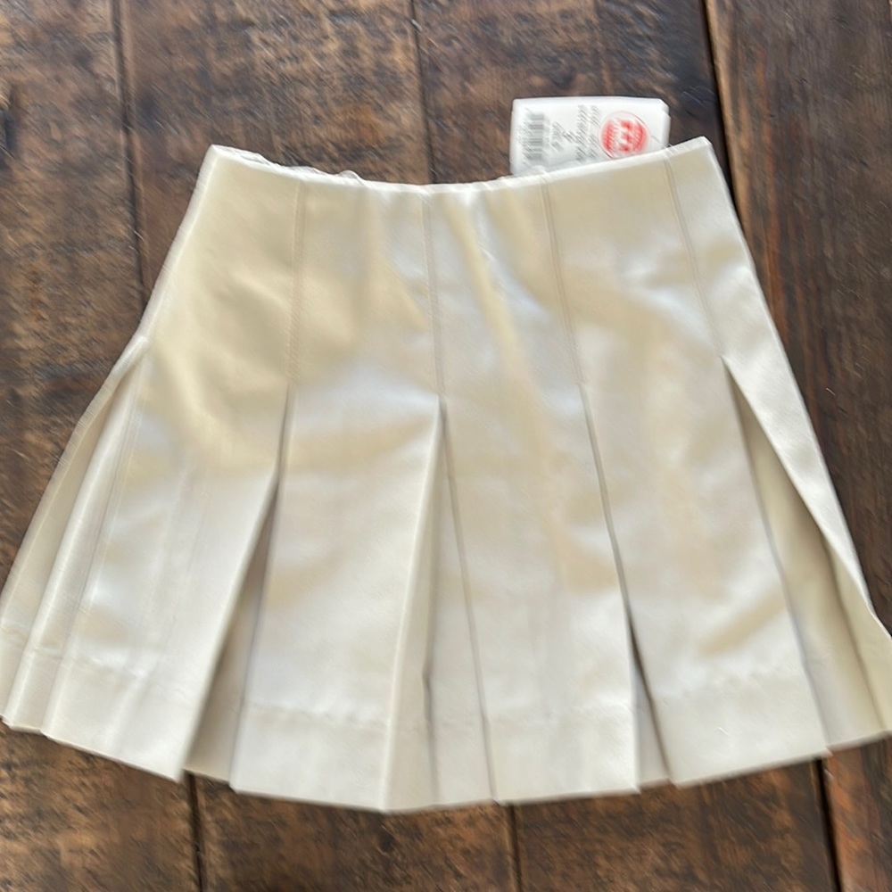 Girls Pleated Beige Skirt